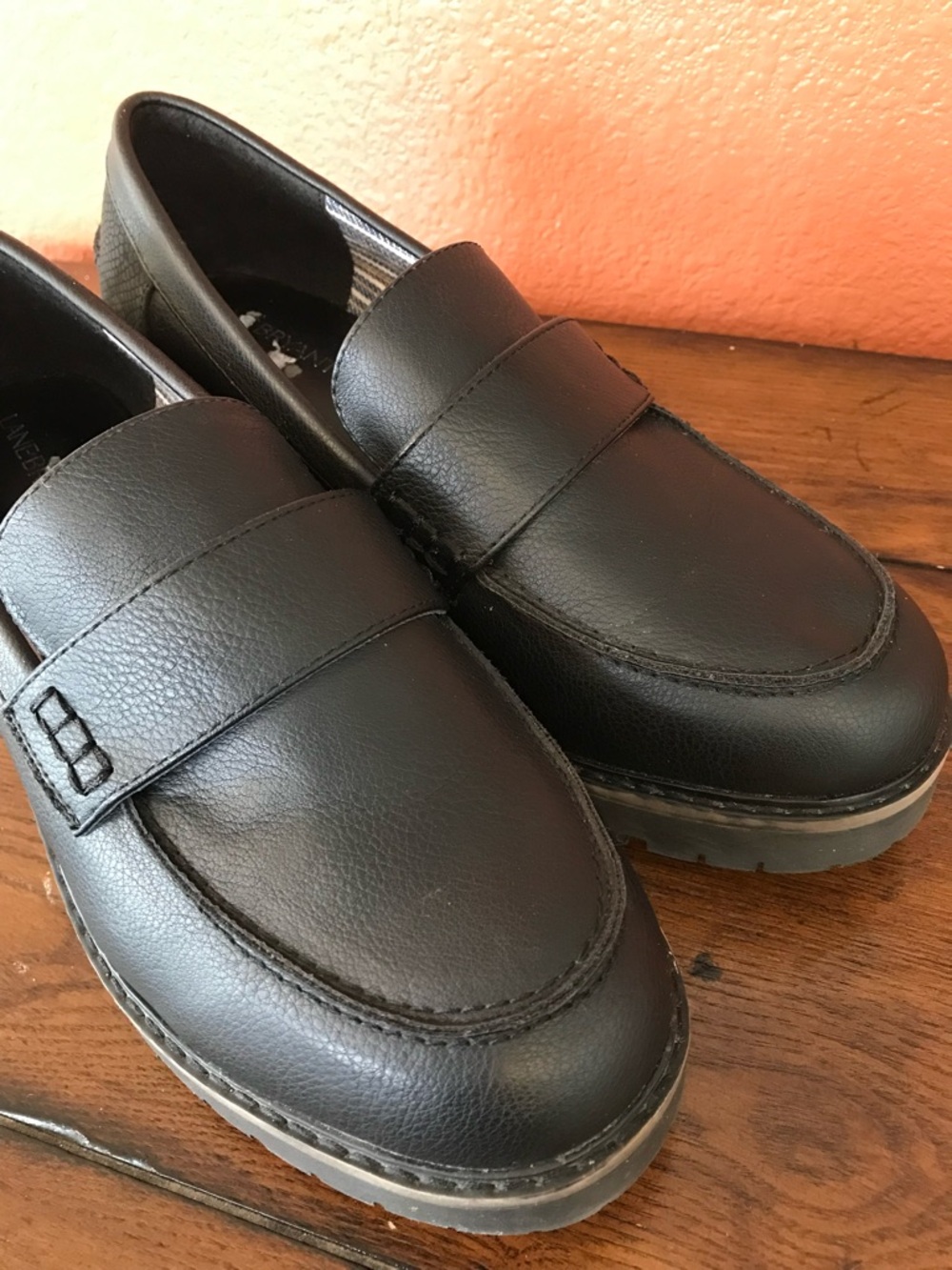 Lane Bryant Women’s 9W Black Lug-Sole Chunky Penny Strap Loafers Shoes in EUC - Picture 3 of 15